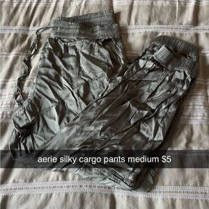 Aerie Silky Gray Cargo Pants